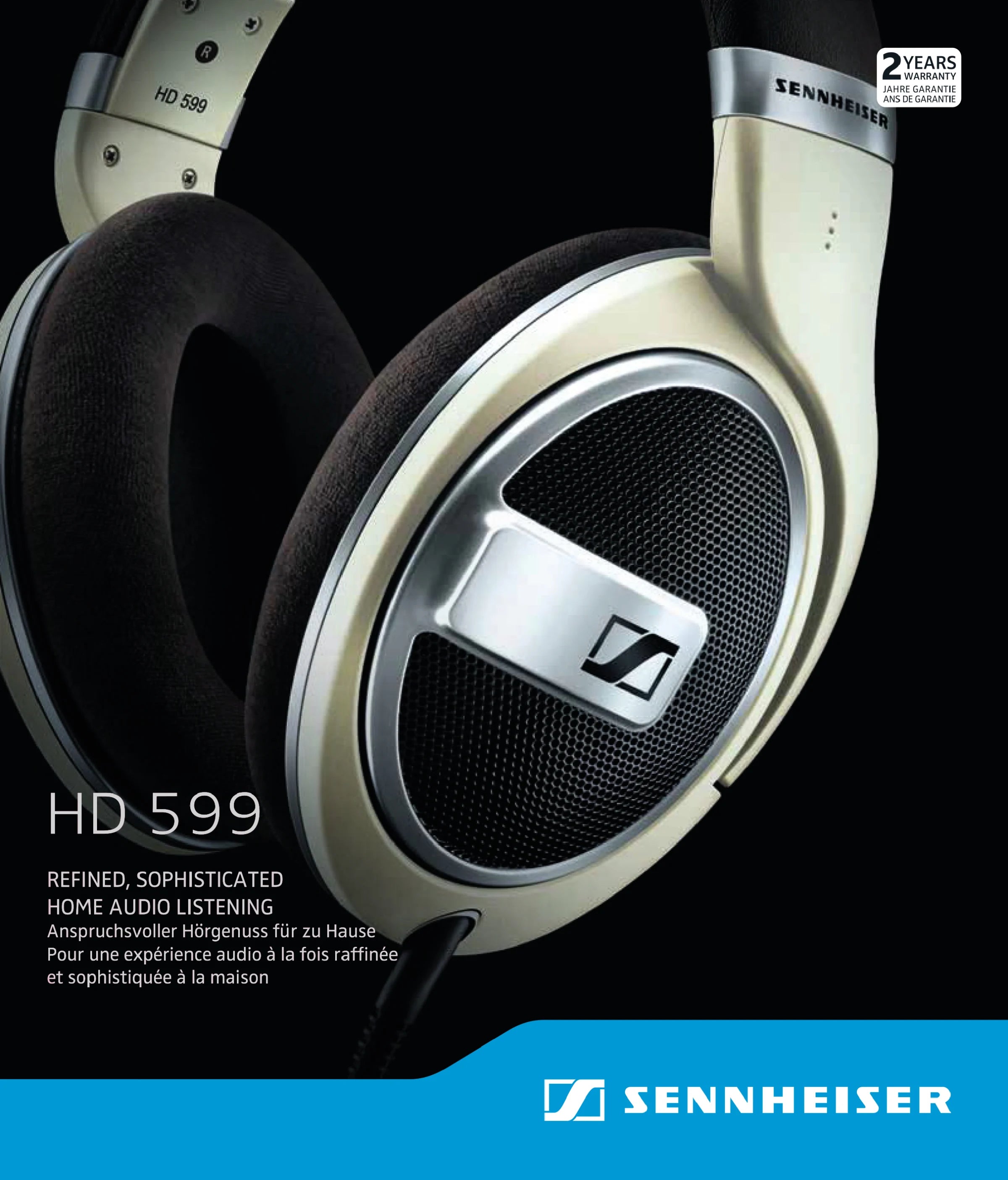 HD 599 Open Back Over Ear Wired Audiophile Headphones