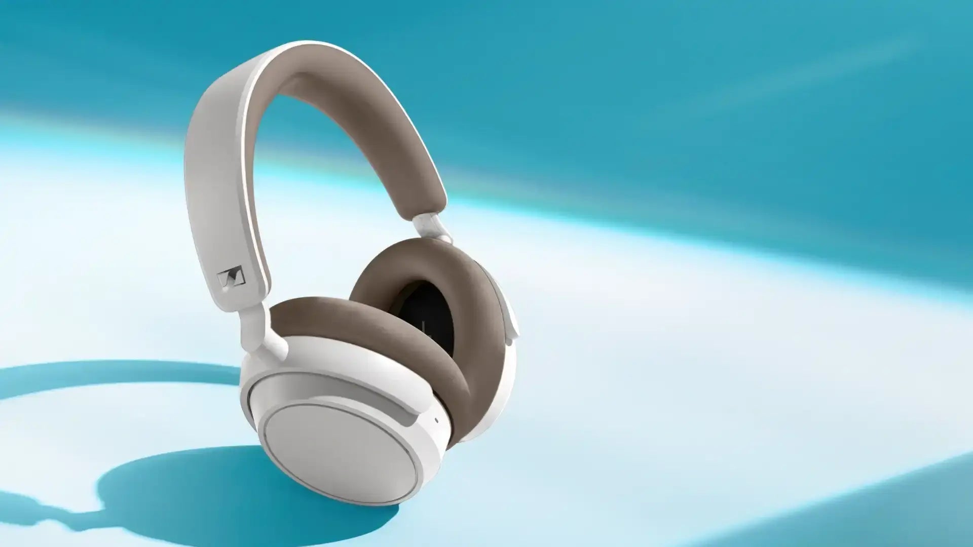 White ACCENTUM Plus Wireless Over Ear Headphones Desktop